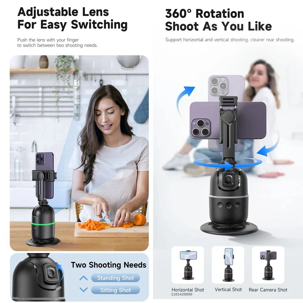 AI Smart Gimbal 360° Auto Face Tracking All-in-one Rotation Camera Stabilizer Phone Holder - Image 4