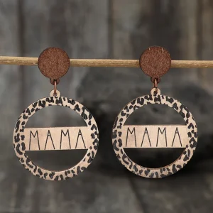 Mother Theme Wooden Dangle Earrings