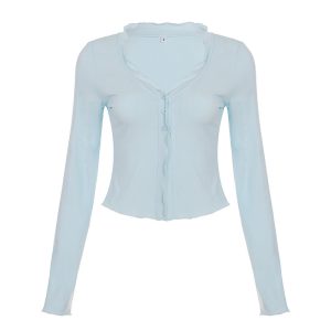 Blue Slim Fit Three-Button Cardigan