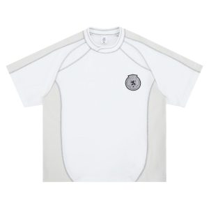 Structured Patchwork Topstitch Design Short Sleeve T-Shirt