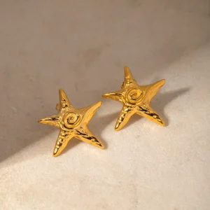 Gold-Plated Stainless Steel Star Shape Earrings