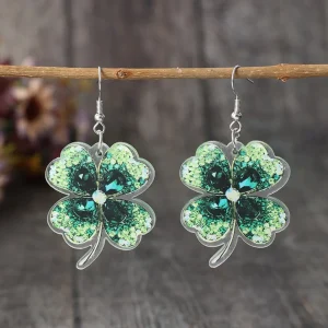 Lucky Four-Leaf Clover Acrylic Dangle Earrings