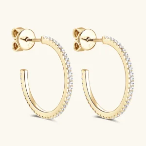 Inlaid Moissanite C-Hoop Design Earrings