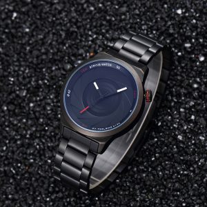 Black Stainless Steel Quartz Watch For Men